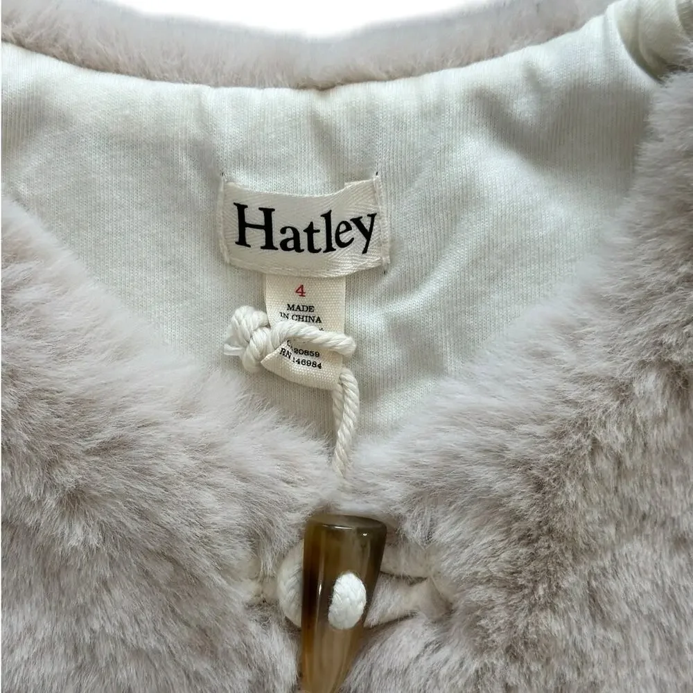 Hatley Girls Ivory Faux Fur Vest Size 4 NWT